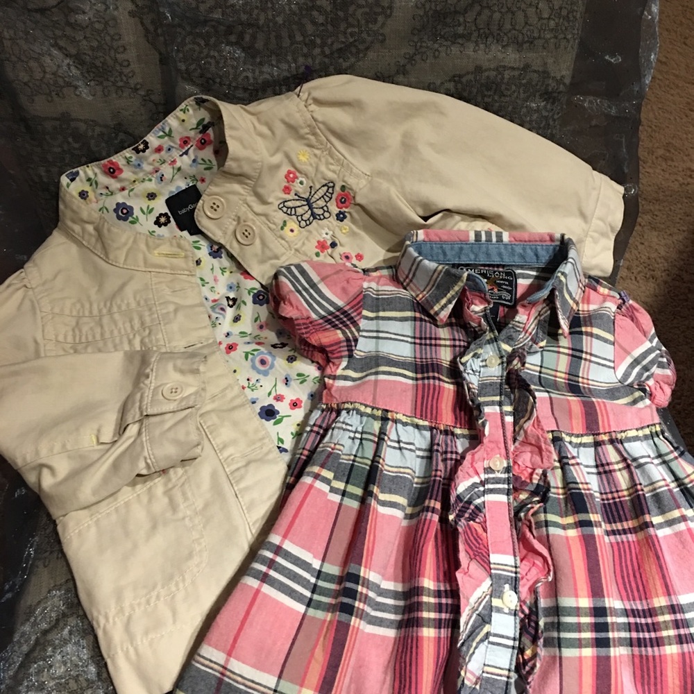 SET of Baby Gap Khaki jacket w/ Plaid Dress 18 M